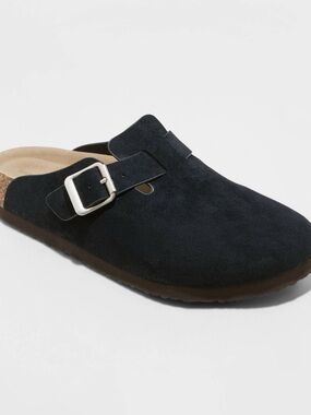 Universal Thread Black Suede Buckle Clog Mule
